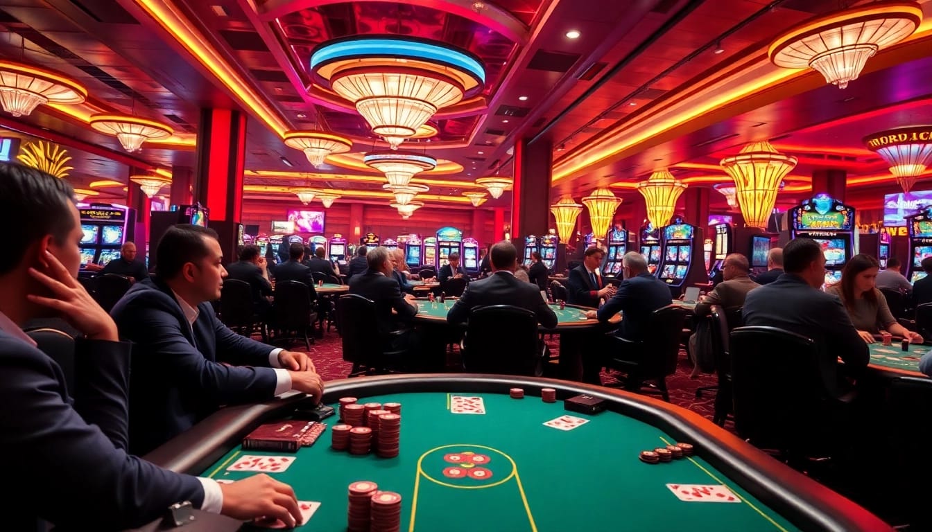 Jouer au casino en ligne argent réel dans une salle de jeu dynamique et animée.