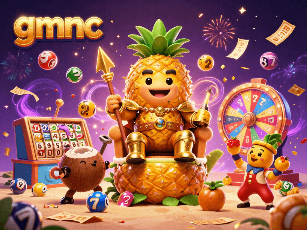 Experience excitement at gmnc with vibrant lottery elements and a fantasy casino scene.