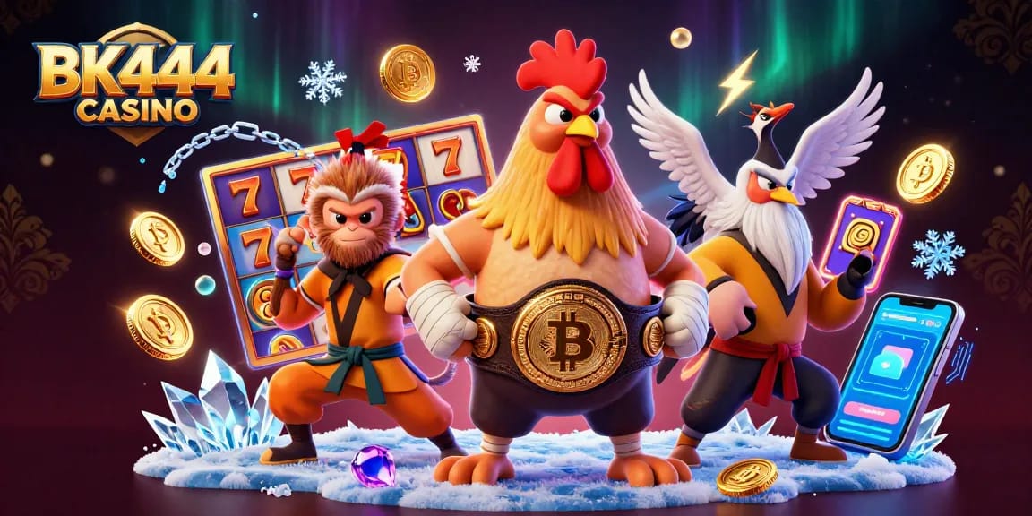 Engage with BK444 CASINO's vibrant atmosphere featuring unique characters and gaming elements.