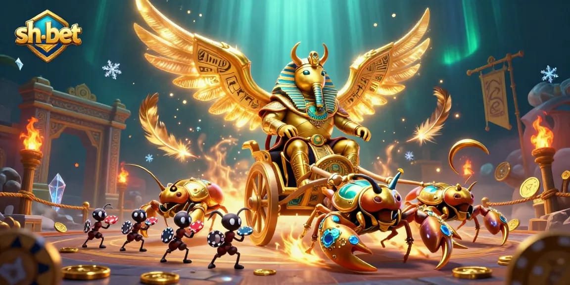 Experience thrilling gaming at sh-bet with colossal creatures amidst a vibrant casino atmosphere.