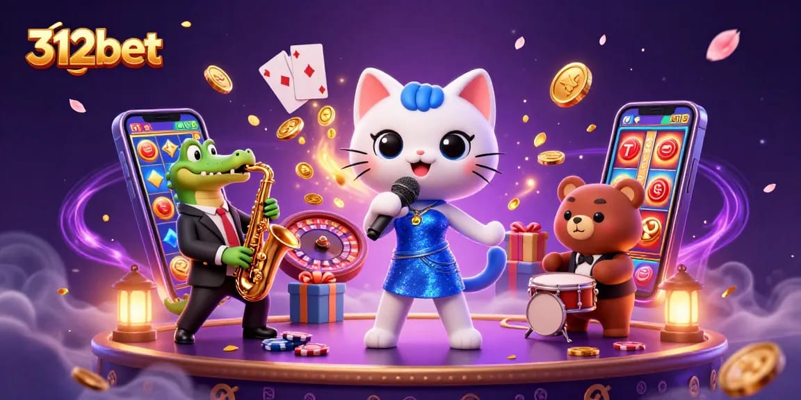 Experience the vibrant excitement of 312bet casino through engaging characters and dynamic gaming elements.