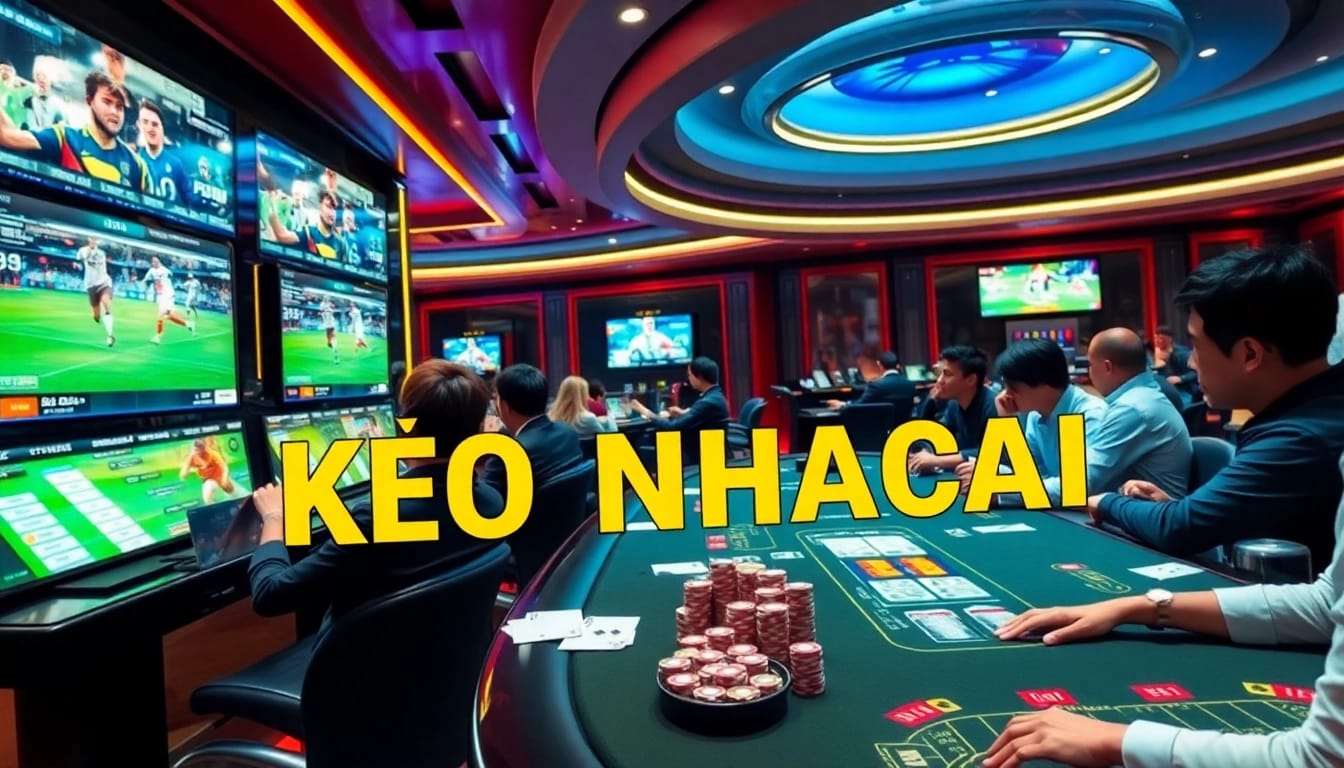 Excited gamblers engage with KEO NHACAI at a luxury casino betting table.