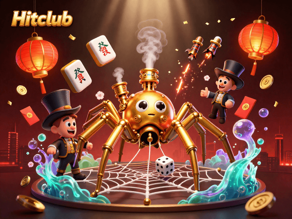 Hitclub showcases a vibrant 3D casino scene with steampunk elements and dynamic game features.