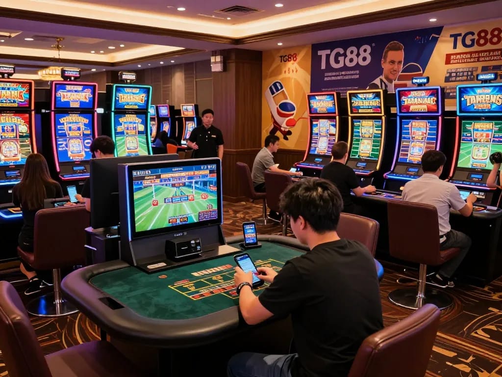 TG88 dynamic online gaming environment with players enjoying diverse casino games.