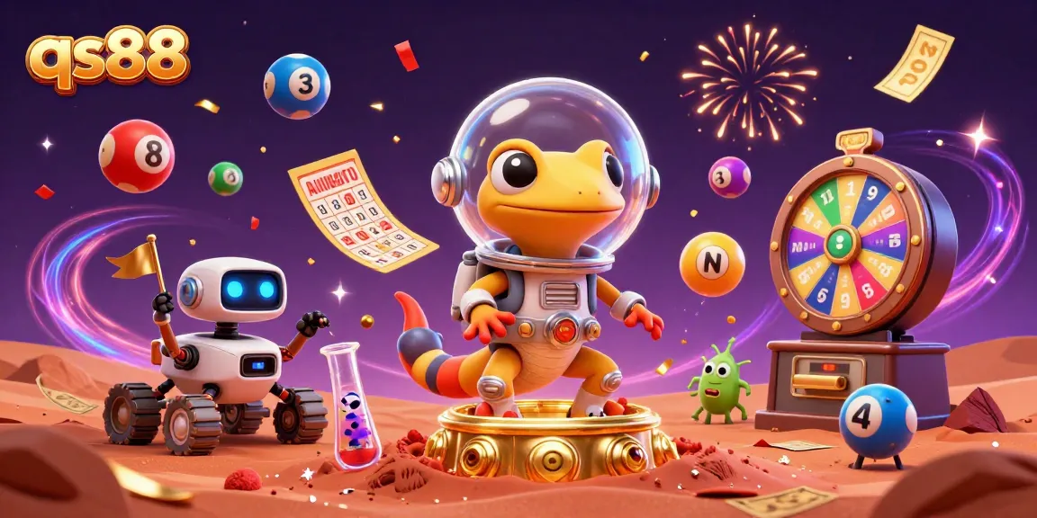 Experience the excitement of qs88 as the Martian gecko discovers a golden casino amidst cosmic celebration!