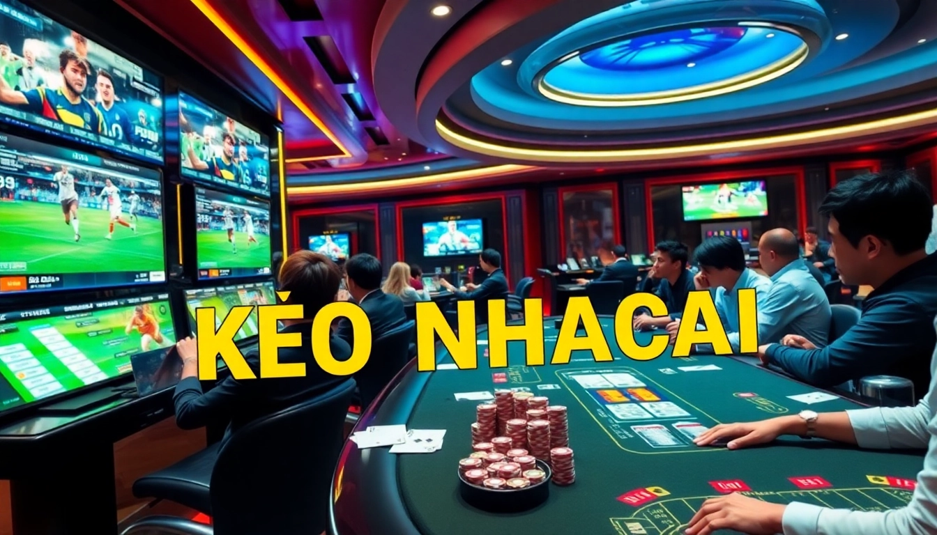 Excited gamblers engage with KEO NHACAI at a luxury casino betting table.