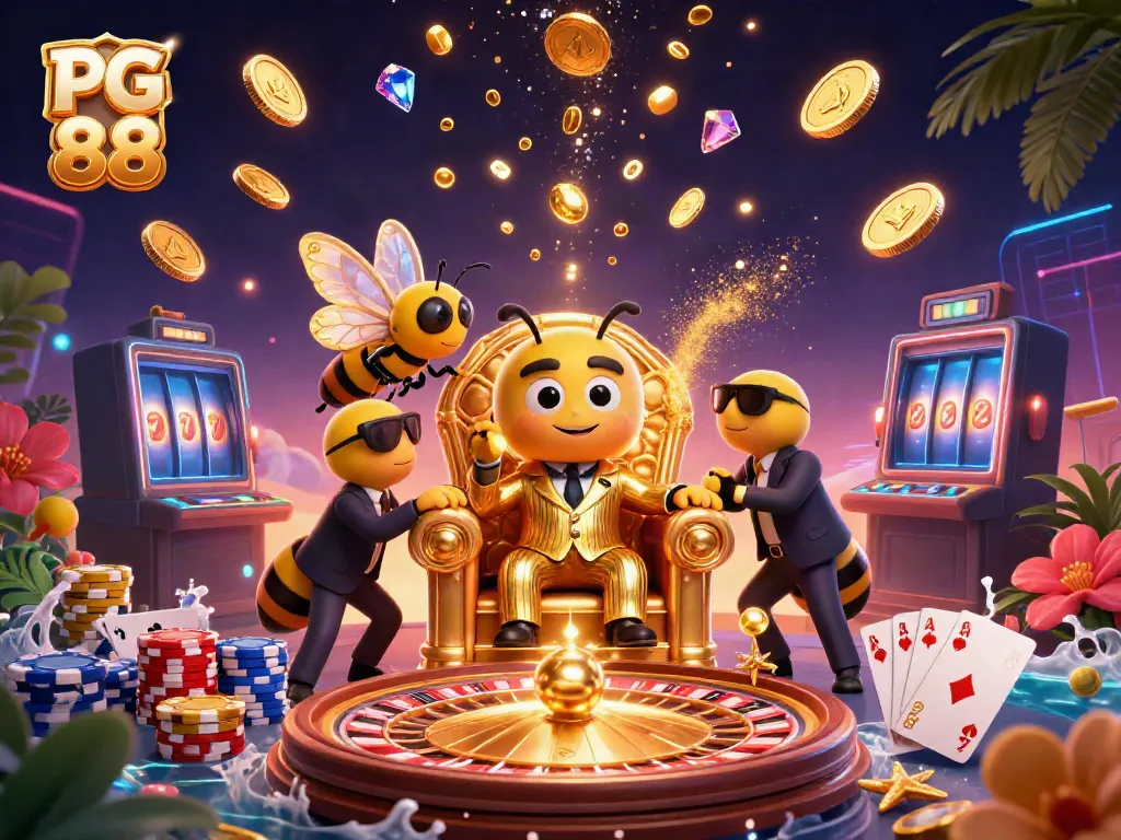 Experience the excitement of PG 88 while engaging with icons like roulette wheels and shimmering gems.