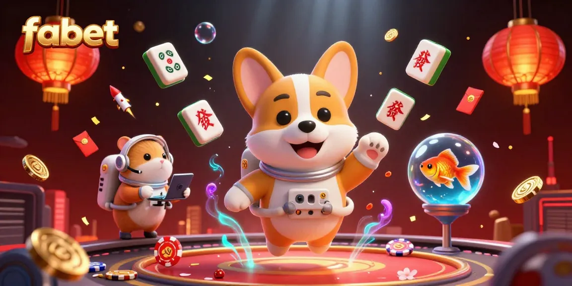 Experience the thrill of fabet gaming with a playful scene featuring a corgi astronaut in a casino.