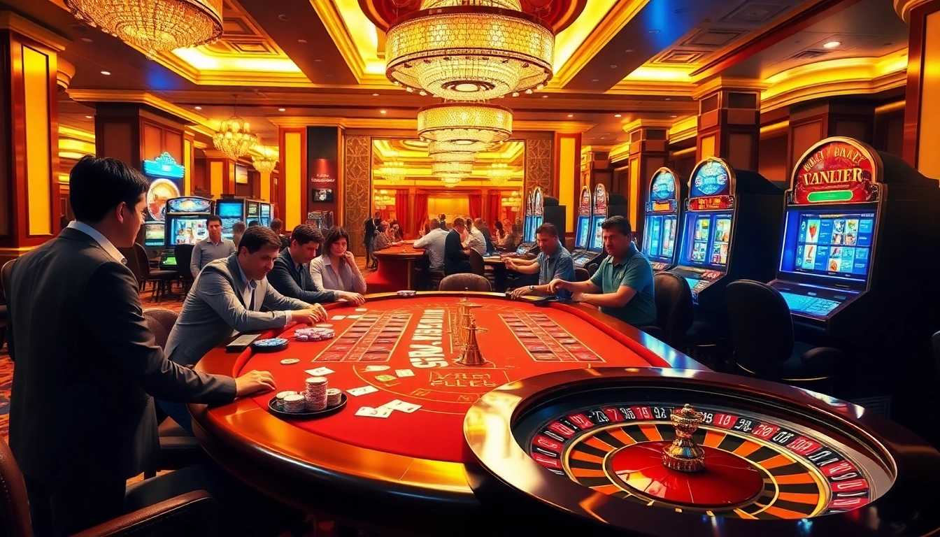 Players enjoying a thrilling game of v9 bet poker with vibrant chips and cards at a luxurious casino.