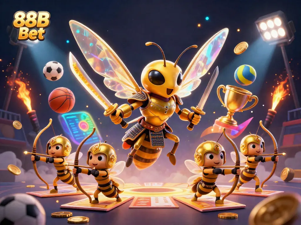 Experience the excitement of sports betting with 88B Bet in this vibrant 3D illustration, showcasing dynamic gameplay.