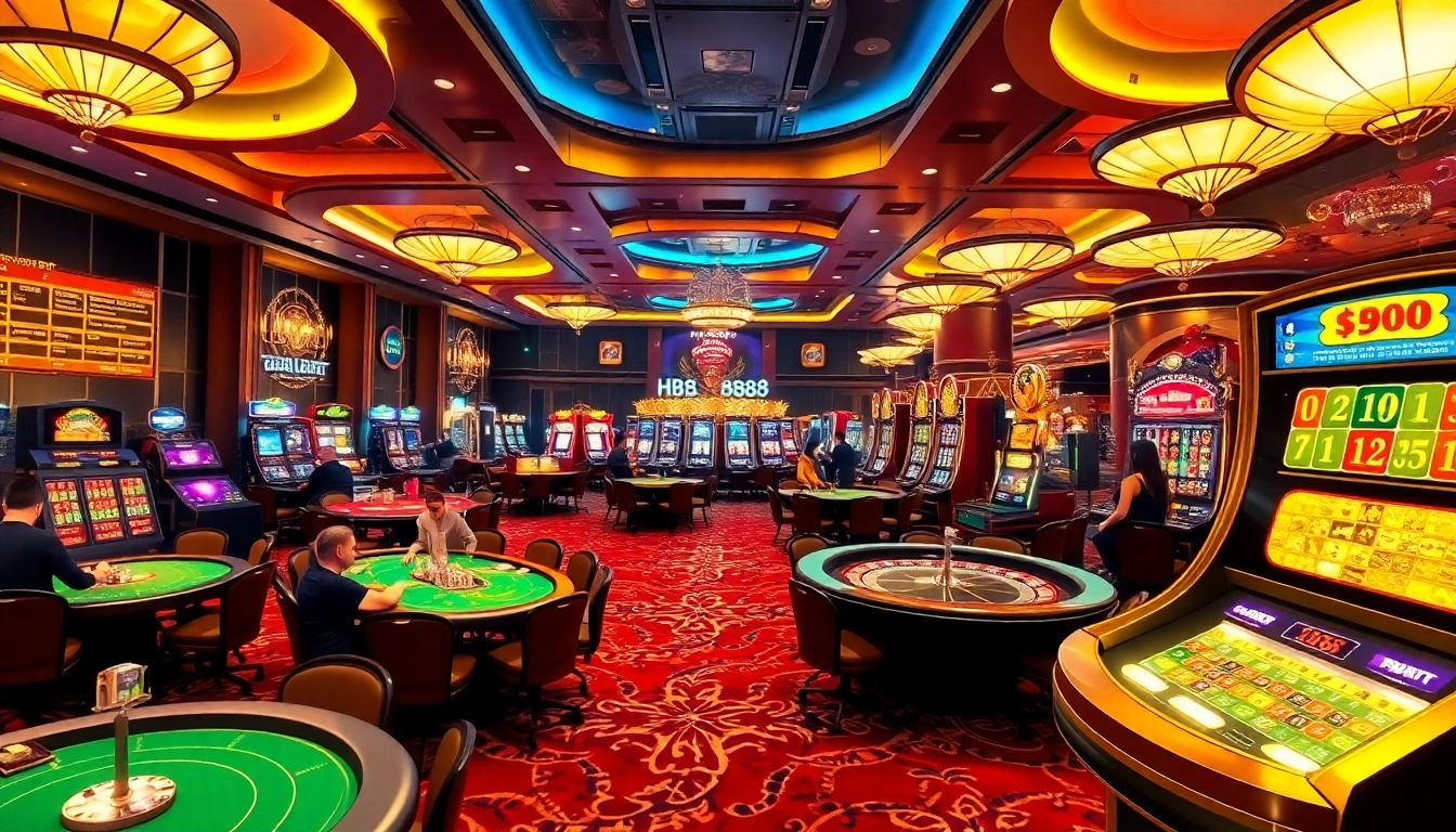 Experience the thrilling hb88 link with vibrant casino games and excited players in a luxurious atmosphere.