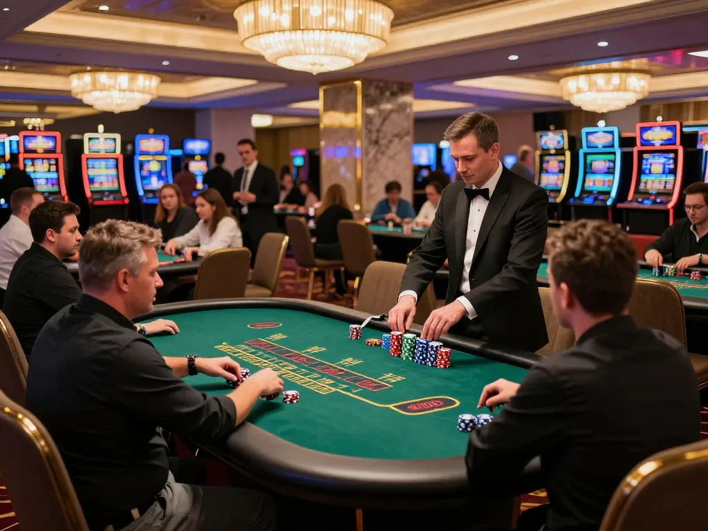 Engaging players at blackjack tables in ROKOK88 casino, showcasing vibrant atmosphere and dynamic gameplay.