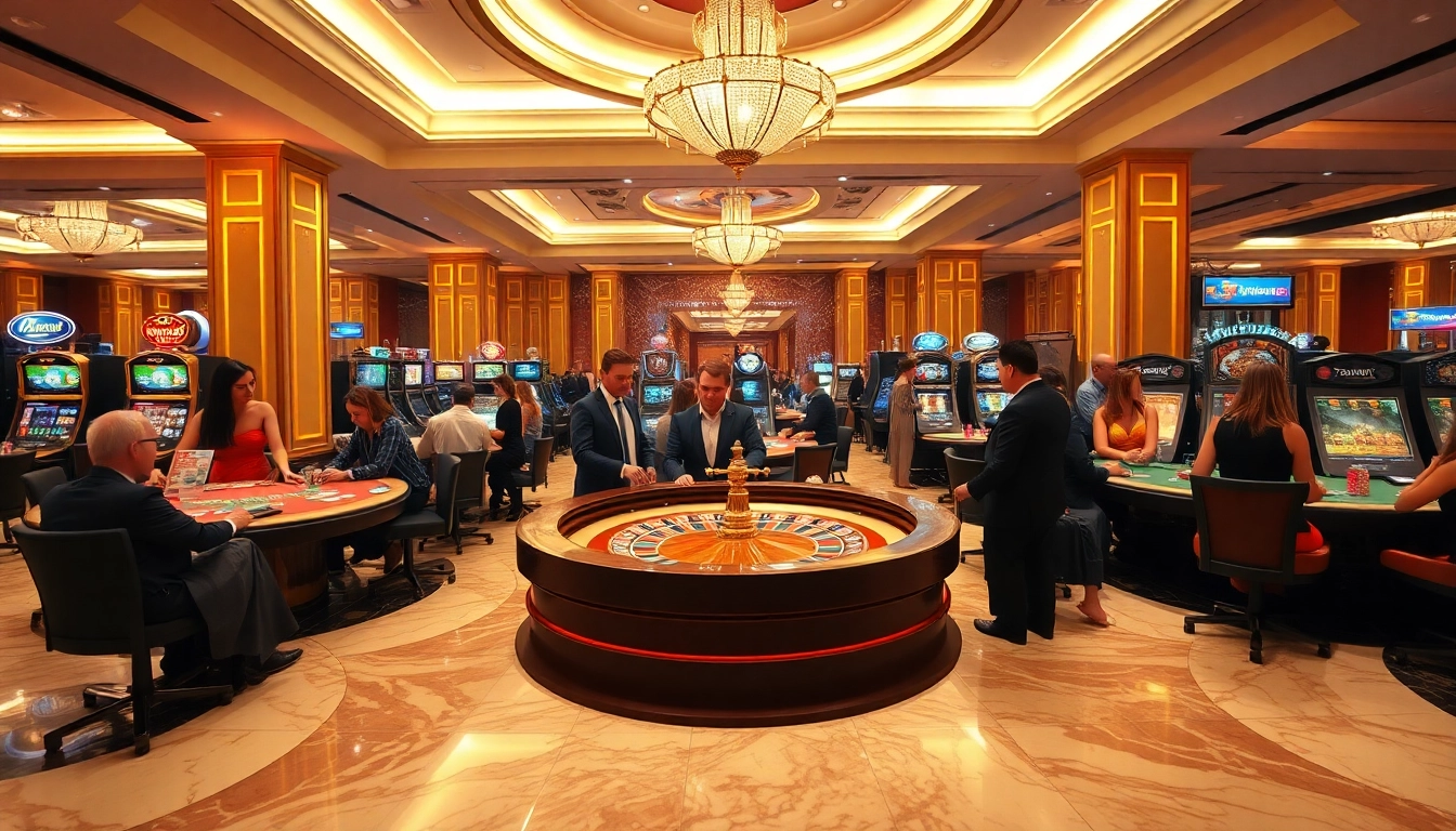Players immersed in a thrilling sunwin casino experience at an upscale roulette table.