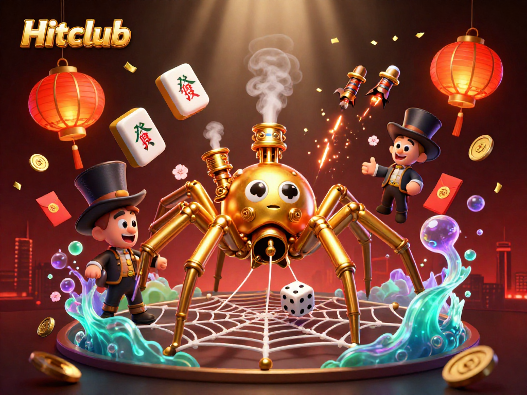 Hitclub showcases a vibrant 3D casino scene with steampunk elements and dynamic game features.