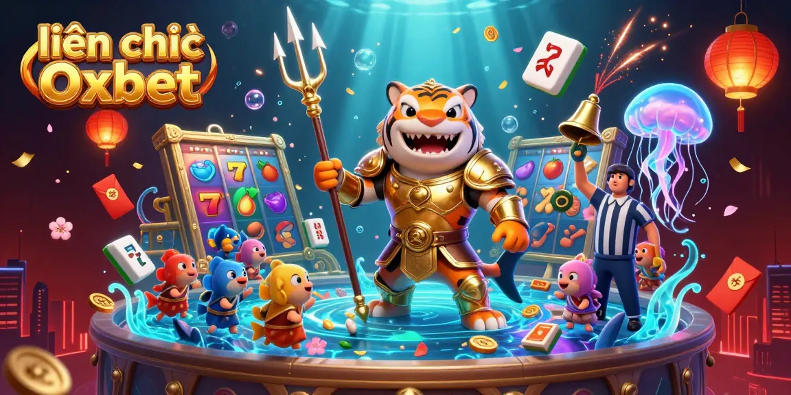 Engage with the thrilling world of liên hệ Oxbet in this vibrant underwater casino scene bursting with lively characters and dynamic game elements.