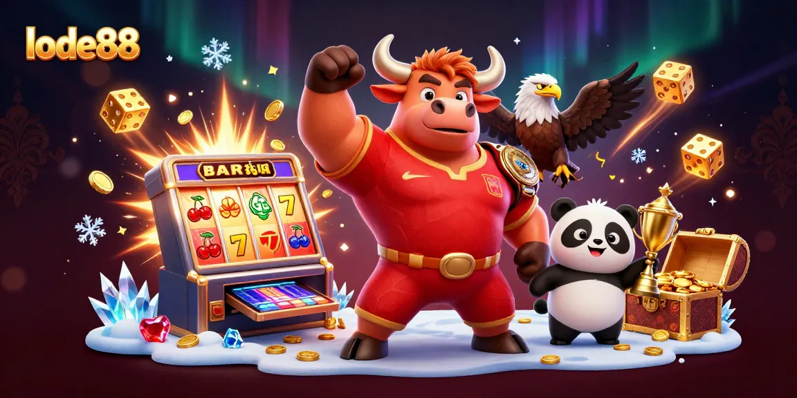 Lode88 engages players with a vibrant 3D casino scene full of excitement and rewards.