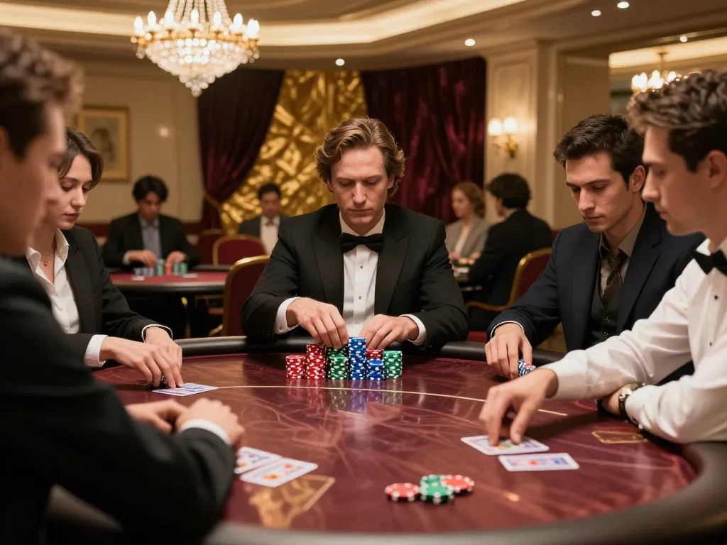 Players engage in a strategic poker game at Oxbet casino, showcasing excitement and skilled betting.