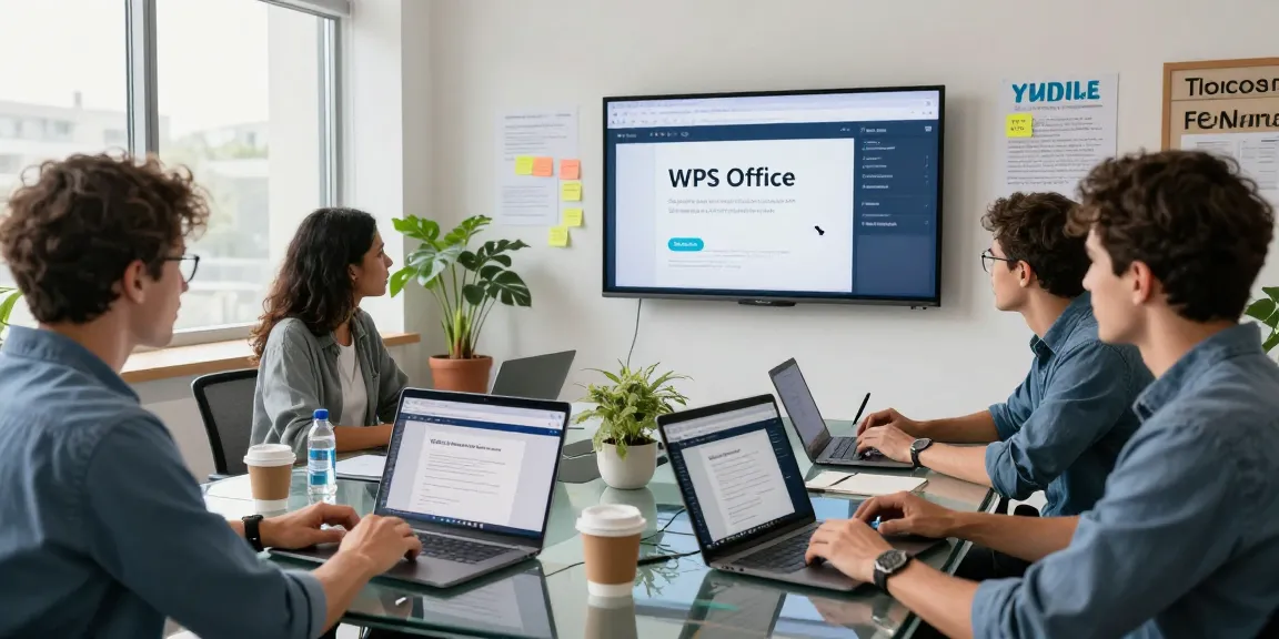 Creative team collaborating on the WPS Official Website in a modern office.