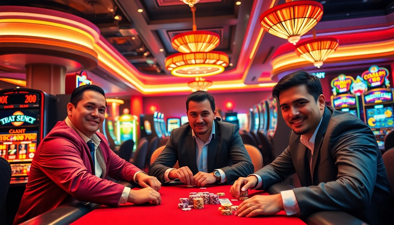 Jouer dans un usdt online casino avec des joueurs concentrés autour d'une table de jeu.