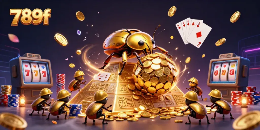Engage in thrilling casino experiences with 789f, showcasing golden coins and vibrant gaming elements.