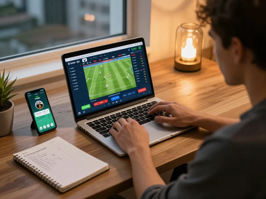 Engaging online sports betting moment with lc888 log displayed on the laptop screen, showcasing live odds.