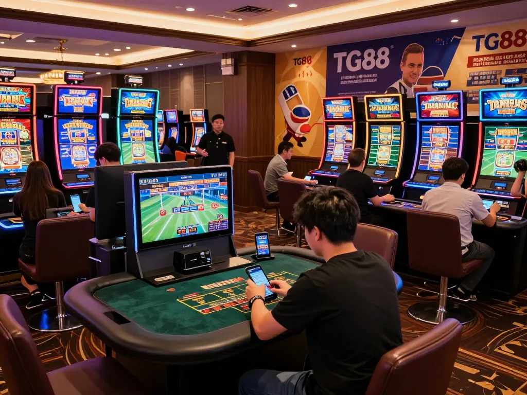 TG88 dynamic online gaming environment with players enjoying diverse casino games.
