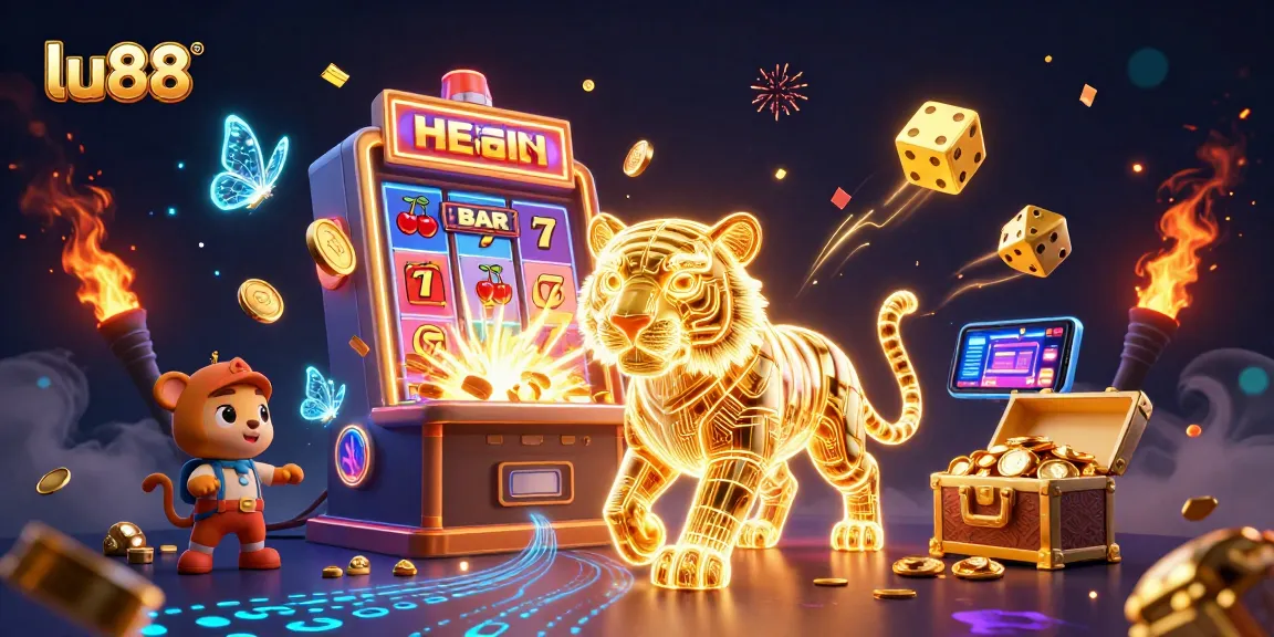 Join the thrill of winning at lu88 with a vibrant 3D casino scene bursting with excitement!