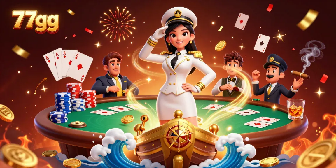 Experience the thrill of betting with 77gg, featuring elegant characters amidst vibrant casino elements.