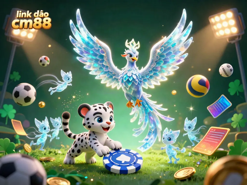 Experience thrilling action with link vào cm88 featuring magical phoenix and playful leopard amidst vibrant gaming elements.