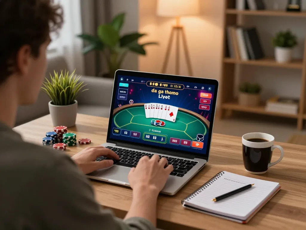 Enjoy exciting da ga thomo action with players engaged in a live betting session on their laptop.