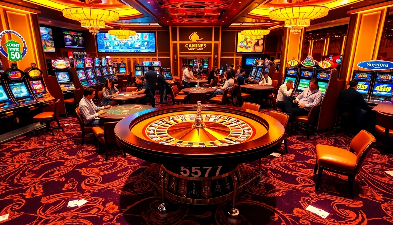 Players enjoying an immersive gaming experience at L567 casino with roulette table and vibrant decor.