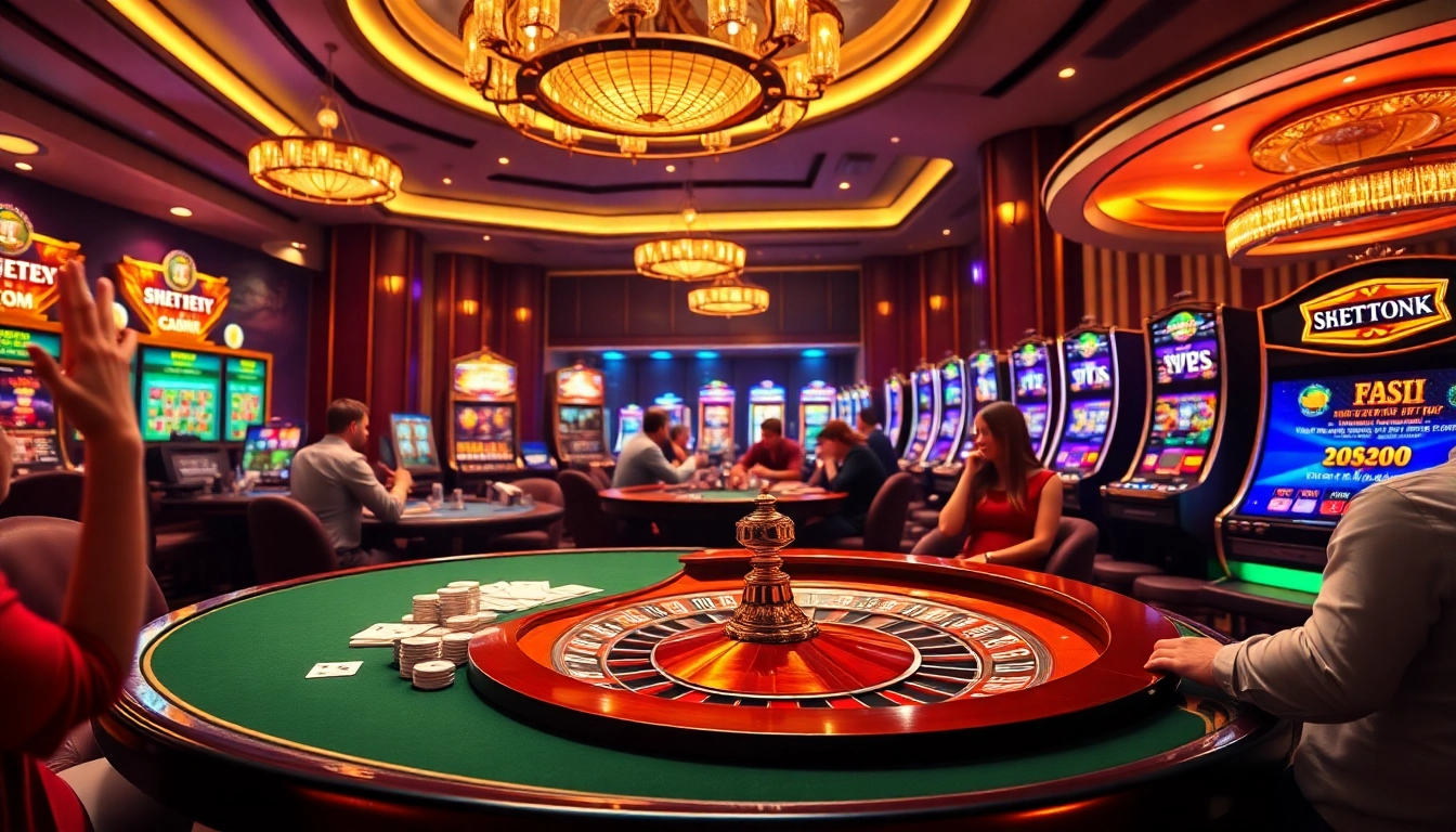 Experience the excitement of SHBETCOM with vibrant casino games and joyful players engaged in the thrill of gambling.