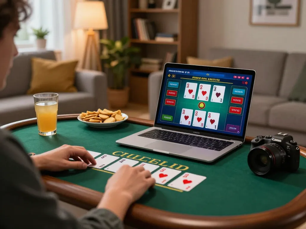 Jogador online da AAVIP envolvido em um emocionante jogo de blackjack, destacando a jogabilidade estratégica.