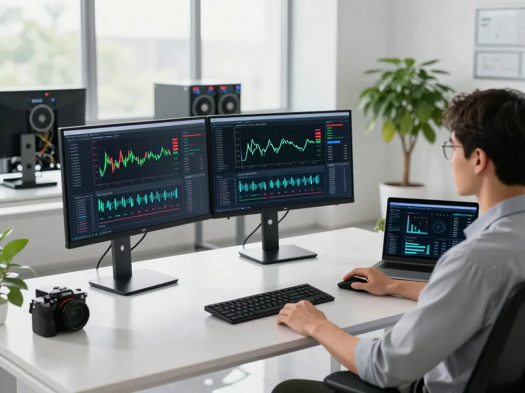 Maximize o desempenho da mineração com o firmware VNISH para mineradores ASIC, apresentando um espaço de trabalho moderno com tecnologia avançada.