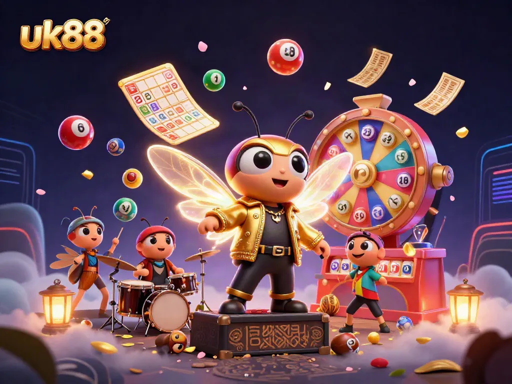 Engage in thrilling gaming experiences with UK88's vibrant casino scene showcasing dynamic elements and characters.