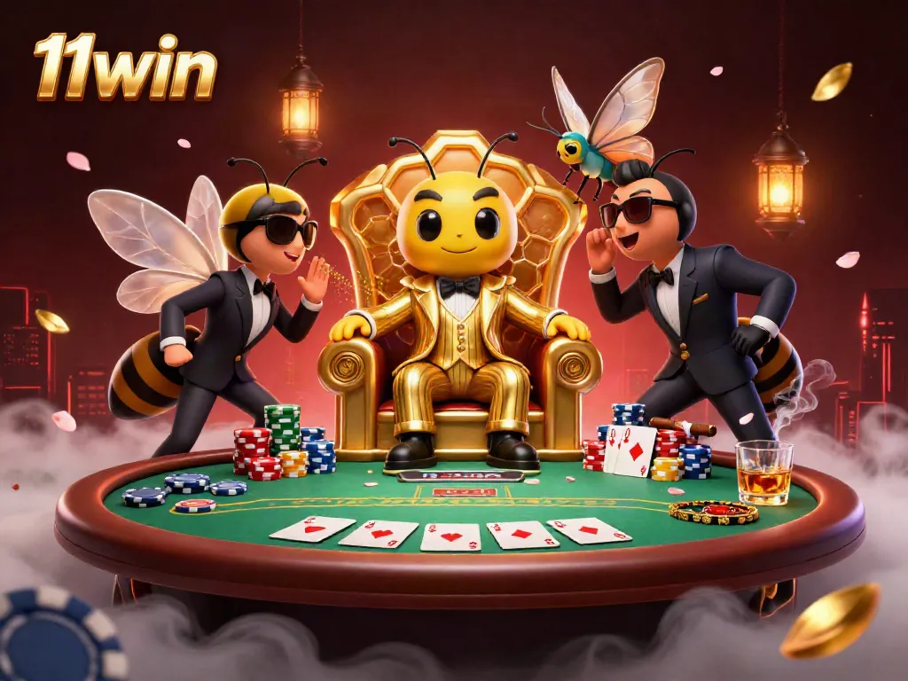 Experience the thrill of 11win's casino gaming world with dynamic poker scenes and vibrant characters.