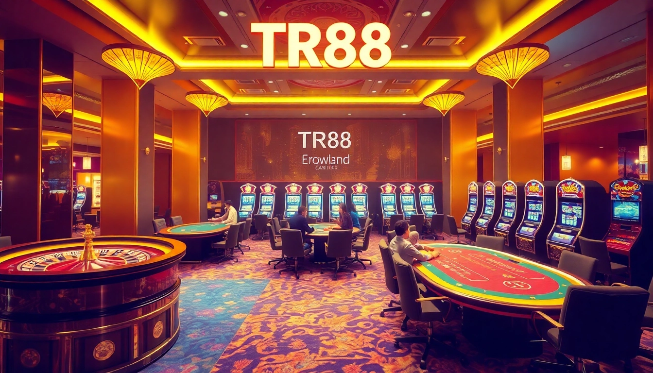 TR88 casino setting with lively gaming tables and vibrant atmosphere