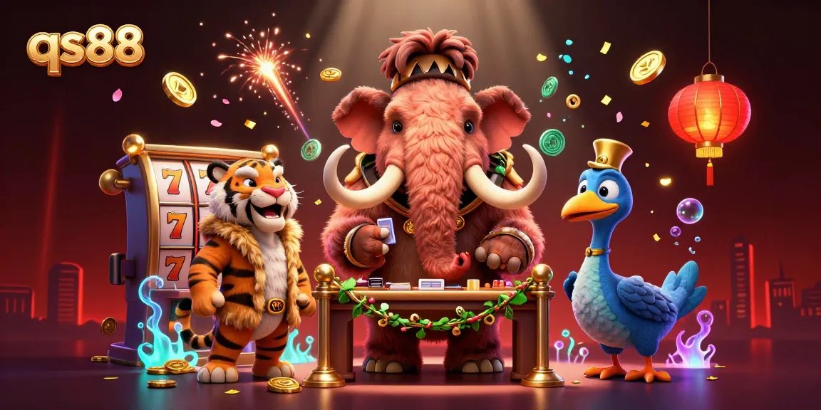 Experience excitement at qs88 with a mammoth bouncer checking IDs in a vibrant casino setting.