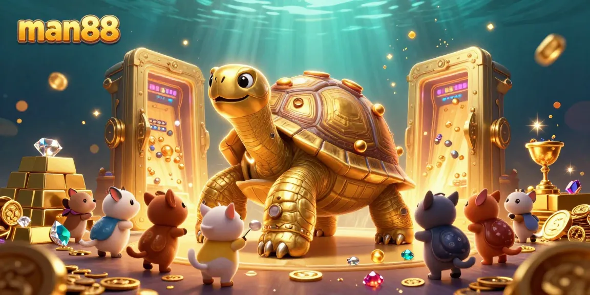 Engage with man88's thrilling casino adventure featuring a vibrant 3D tortoise pinball scene.