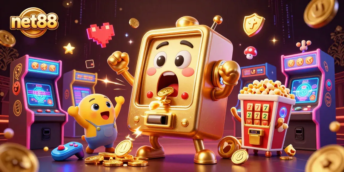 net88 slots jackpot scene featuring golden slot machine and cheering baby machines