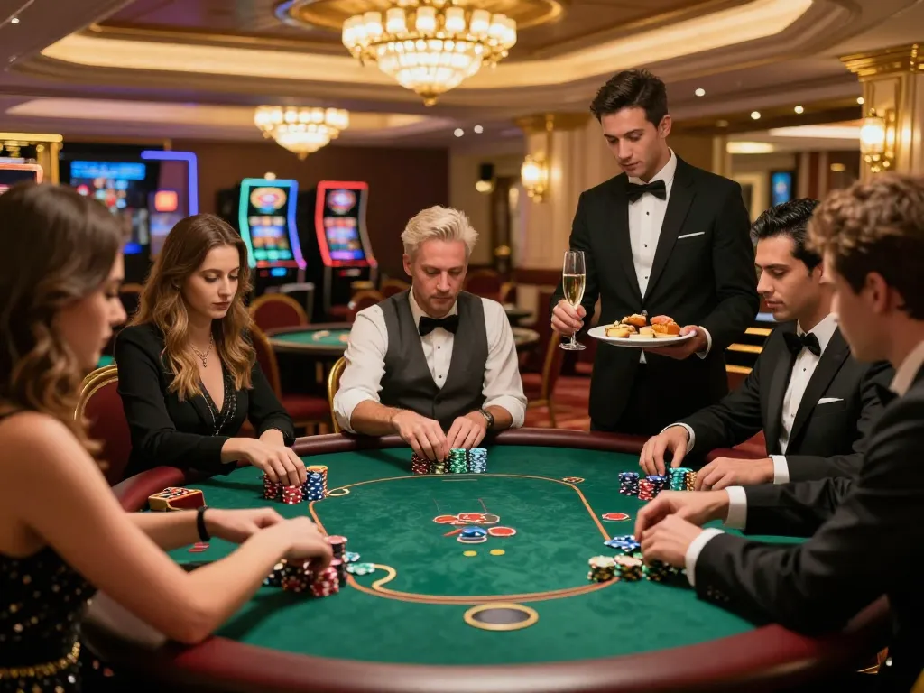 Enjoying high-stakes poker in the NK88 vip area, showcasing luxury and excitement.